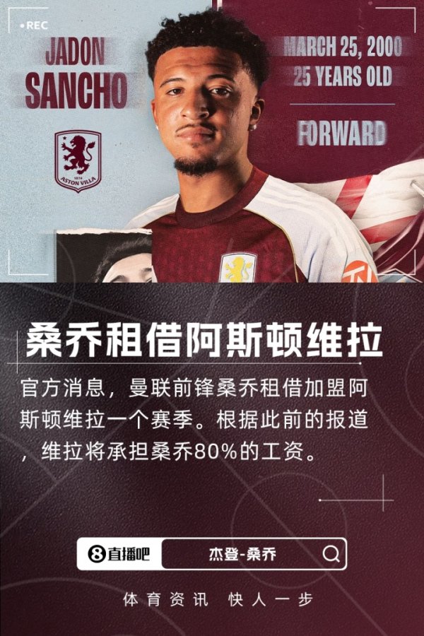 Romano: Villa bears 80% of Sancho s salary Manchester United bears 20%, but there are loan fees and bonus terms