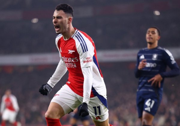 Martinelli scored two consecutive Champions League goals, making it for the first time in his career